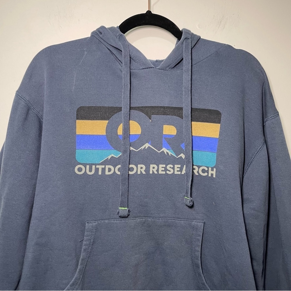 Outdoor Research Men’s Blue Logo Graphic Hoodie Size M – Organic Cotton Blend - Picture 3 of 9